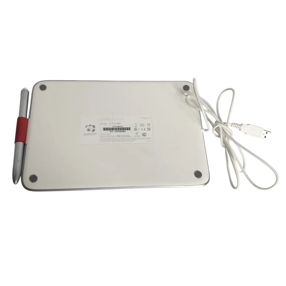 Wacom Bamboo Fun Digital Drawing Tablet Graphics Pen Silver USB Cable CTH-461/S